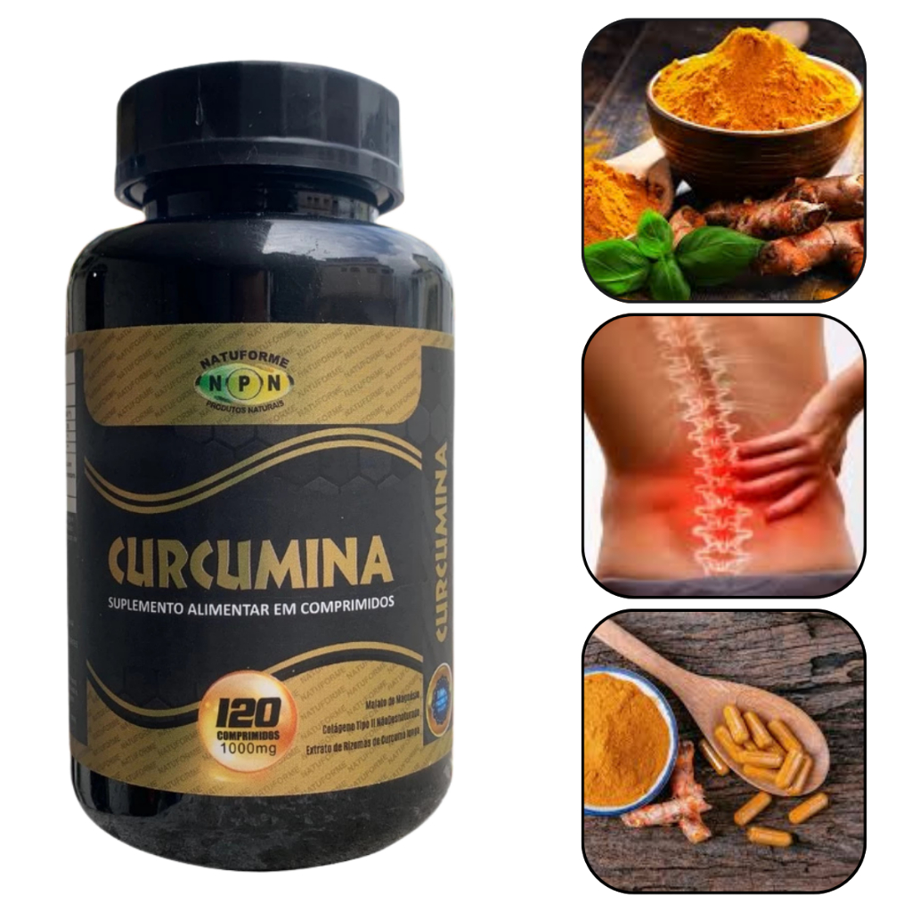 Curcumina+ Colágeno tipo II + Malato de magnésio 1000mg 120c