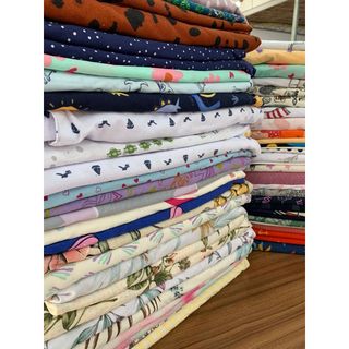 Retalhos Meia Malha Estampada Fio 30.1, Ideal p/ Pijamas, Fronhas, Camisetas (1Kg)
