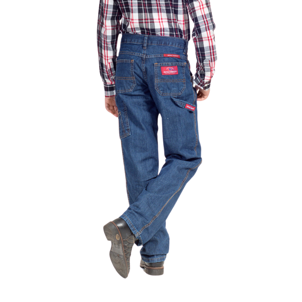 Calça Jeans Infantil Carpinteiro Resistente Estilosa Prática Confortável Dia A Dia Escola Brincadeiras Ref: 657 em Oferta na Shopee