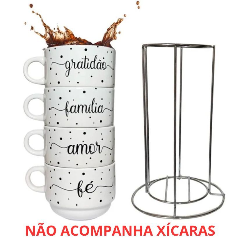 Suporte para Xícara 150 ML Tipo Torre em Inox - Organizadora de Cozinha em Oferta na Shopee