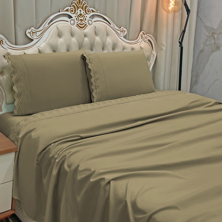 Jogo de Lençol 4 Peças Queen Bordado Inglês 300 Fios Micropercal Delicado Jogo de Cama Eurotextil