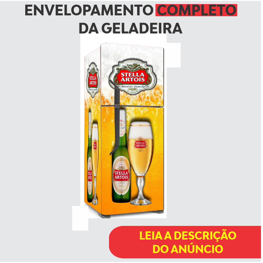 Adesivo Para Geladeira, Decoração, ENVELOPAMENTO, Cozinha, Bar, Tabacaria, Boteco - STELLA ARTOIS 001