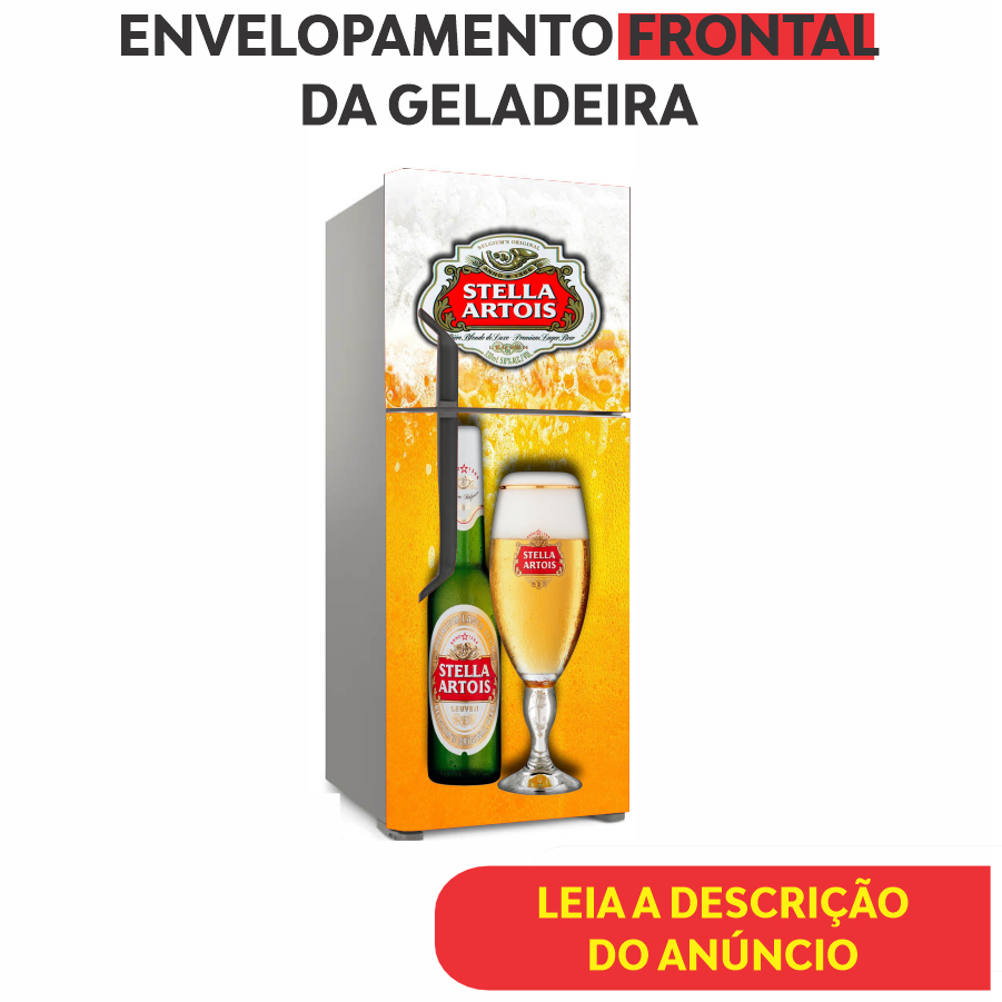 Envelopamento SÓ FRENTE, - Adesivo Para Geladeira, Decoração, Cozinha, Bar, Tabacaria, Boteco - STELLA ARTOIS 001