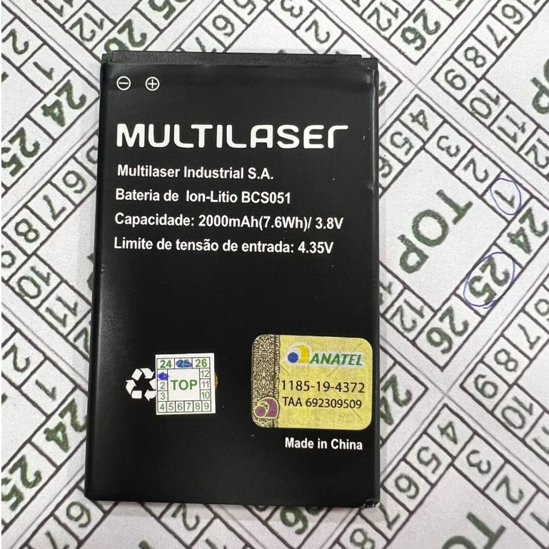 Flex batt Bcs051 Compatível Multilaser Ms501 S051 62s nova Bateria de qualidade.