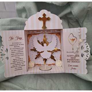 Oratório Convite Madrinha de Crisma Espirito Santo em Oferta na Shopee