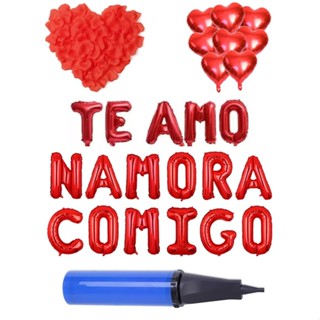 200 Pétalas + 4 Balão Coração + Namora Comigo + Te Amo + Bomba em Oferta na Shopee