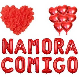 500 Pétalas + 10 Balão Coração + Frase Namora Comigo em Oferta na Shopee