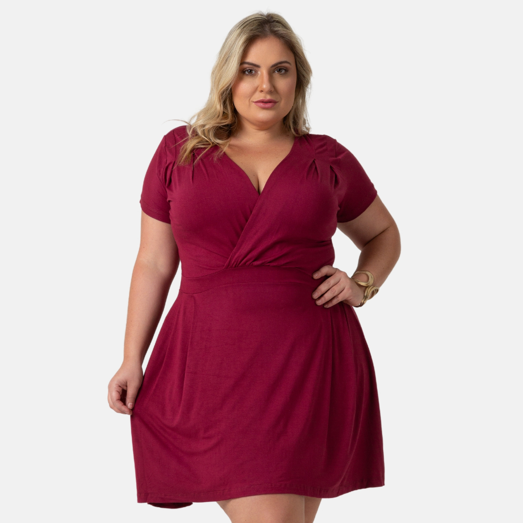 Vestido Feminino Plus Size Transpassado De Viscolycra 103745-C1