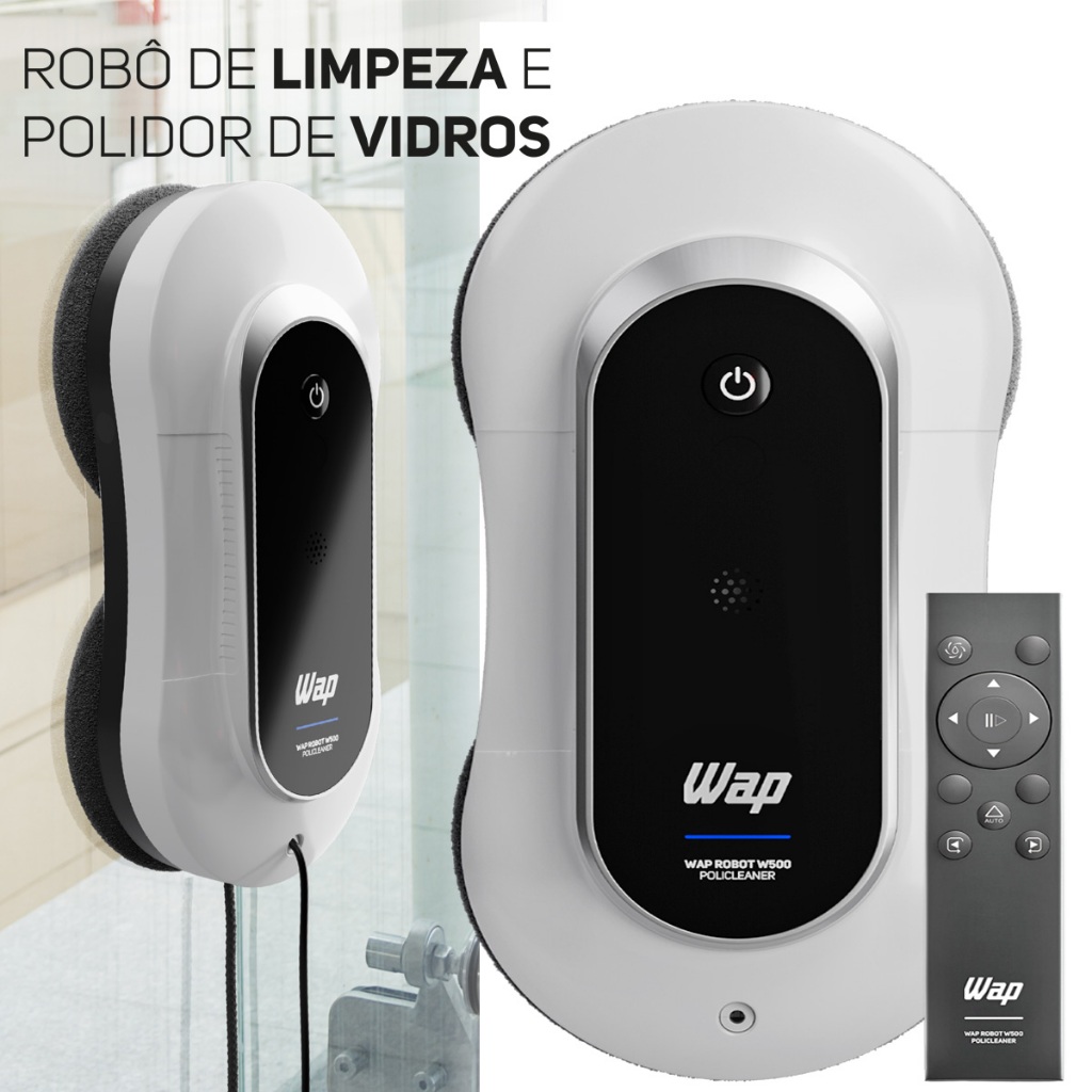 Robô de Limpeza Polidor Vidros Com Controle Remoto 72W Sensores Antiqueda W500 POLICLEANER...