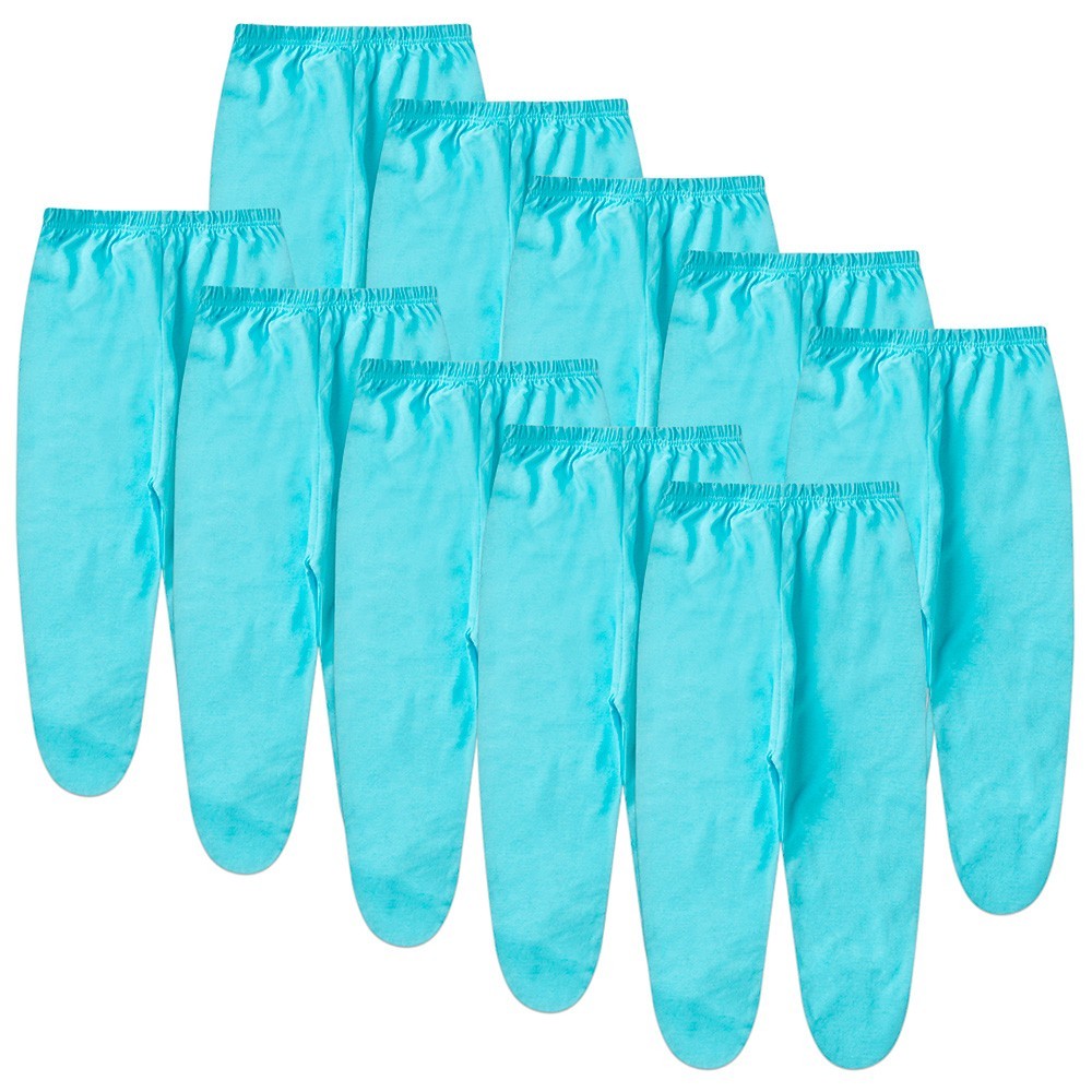 Kit Bebê (10 Peças) Mijão Meia Malha Turquesa Com Pé (RN/P/M/G)