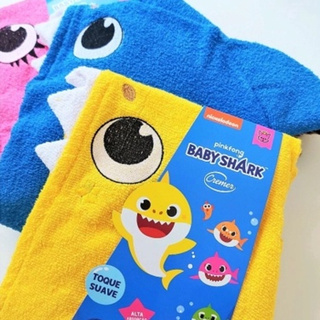 Toalha de Banho com Capuz Baby Shark Cremer (Azul, Rosa e Amarelo) em Oferta na Shopee