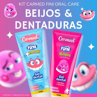 KIT 2 GEL DENTAL CARMED BEIJOS E DENTADURAS PASTA DE DENTE KIDS CIMED em Oferta na Shopee