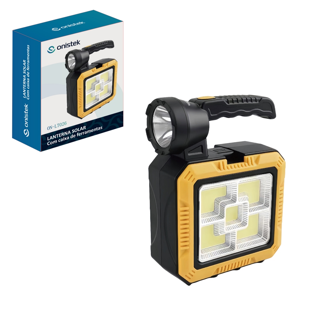 Luminária com Kit Ferramentas e Power Bank Compacta Bateria Solar e USB Carregador de Celular Portatil