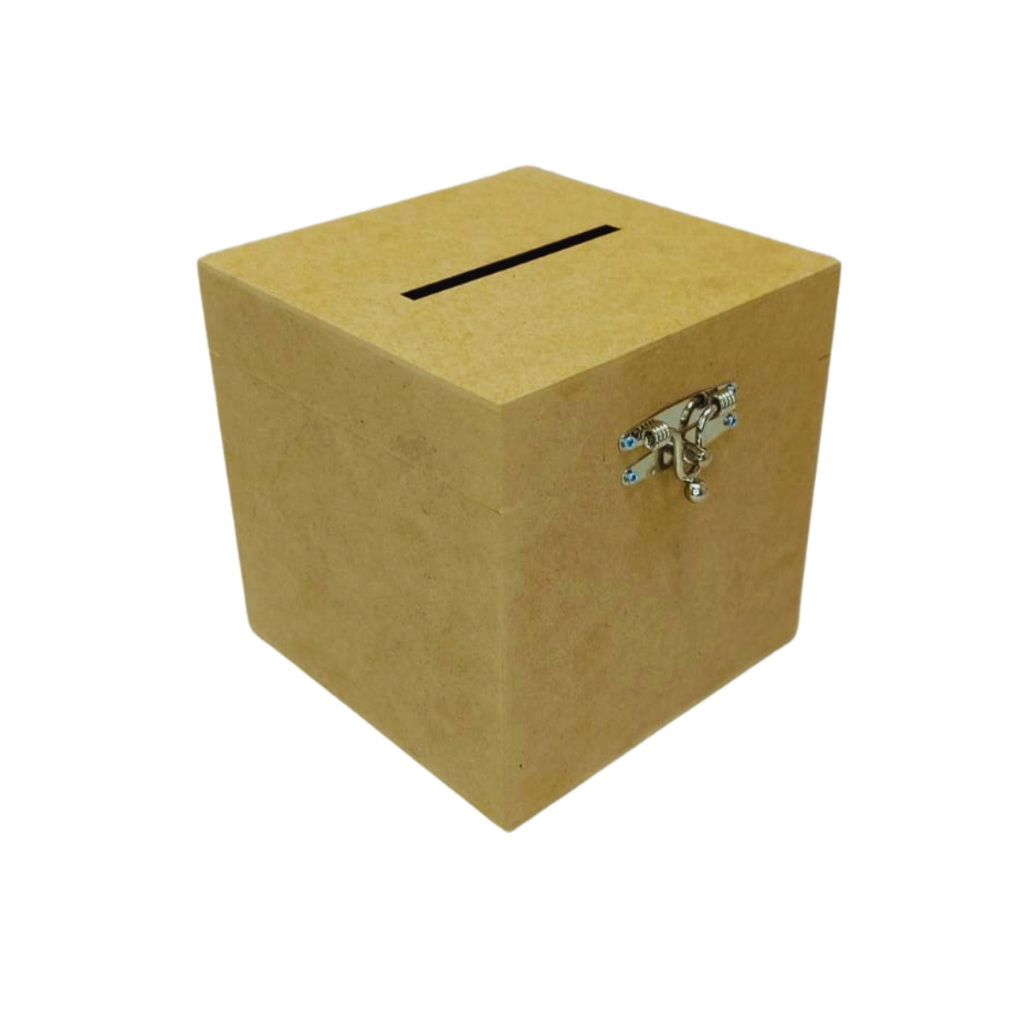 Caixa Cofre Cofrinho Mdf Cru Com Fecho Para Cadeado em Oferta na Shopee