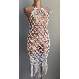Saída de praia macramê Saída de banho vestido macramê em Oferta na Shopee