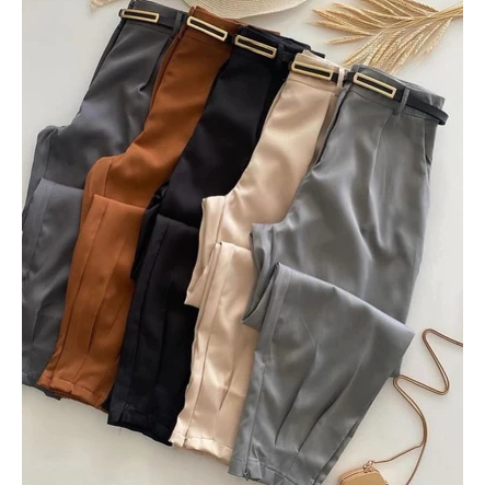 Calça Cenoura Jogger Alfaiataria Feminina Barra Com Ziper