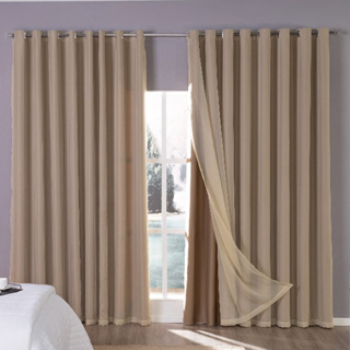 Cortina Tecido Blackout com Voil Para Sala e Quarto 3.00m larg x 2.70m alt. Alto Padrão Lisa Bloqueia Luz em Oferta na Shopee