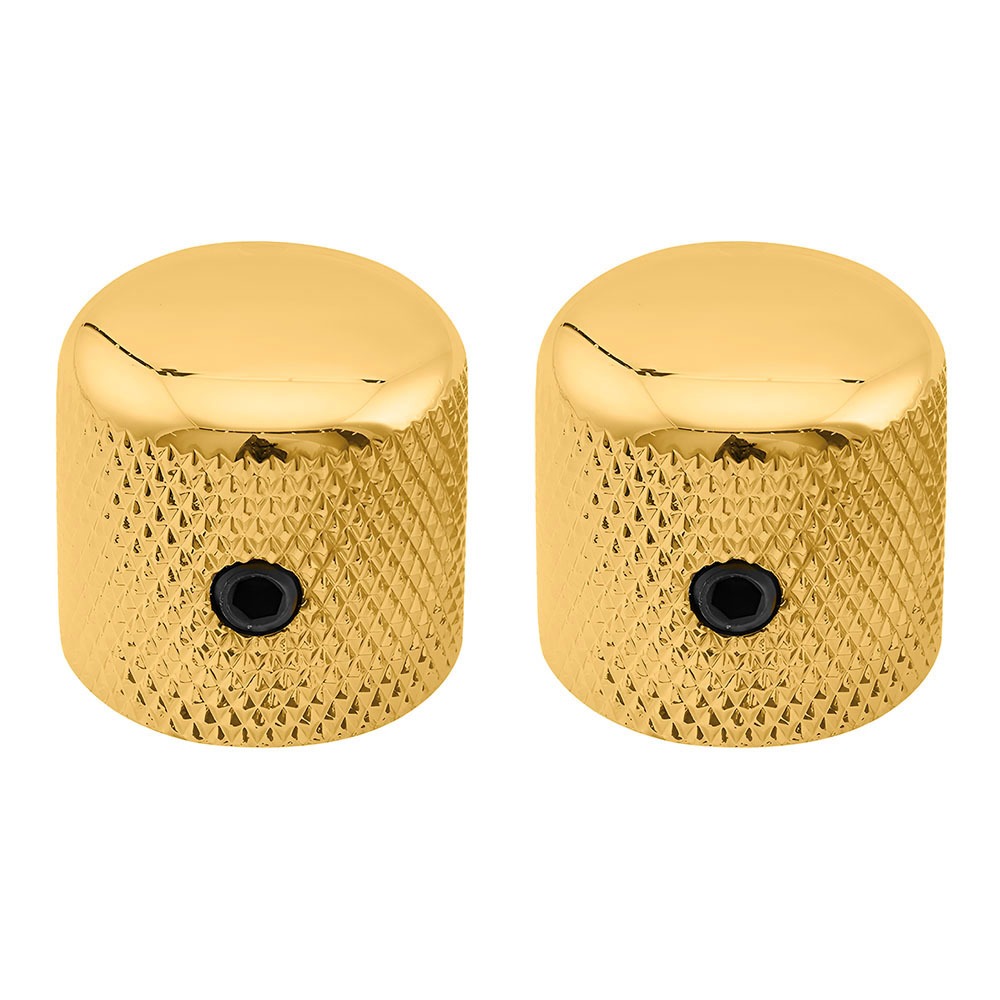 Pacote Com 02 Knob De Metal Com Trava Dourado Para Guitarra e Contra Baixo