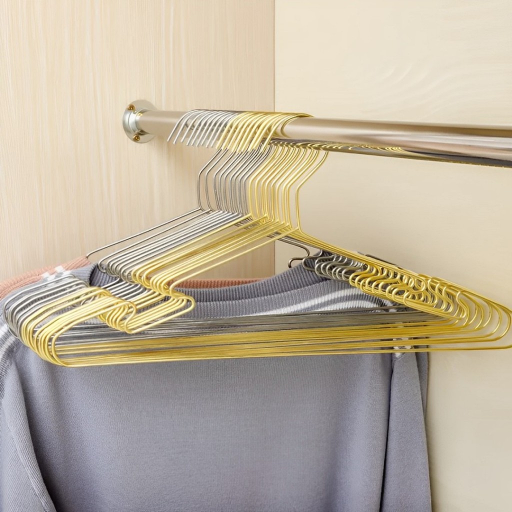 50 Unidades Cabides Luxo Executivo Design Cava De Aço Cromado Revestido
