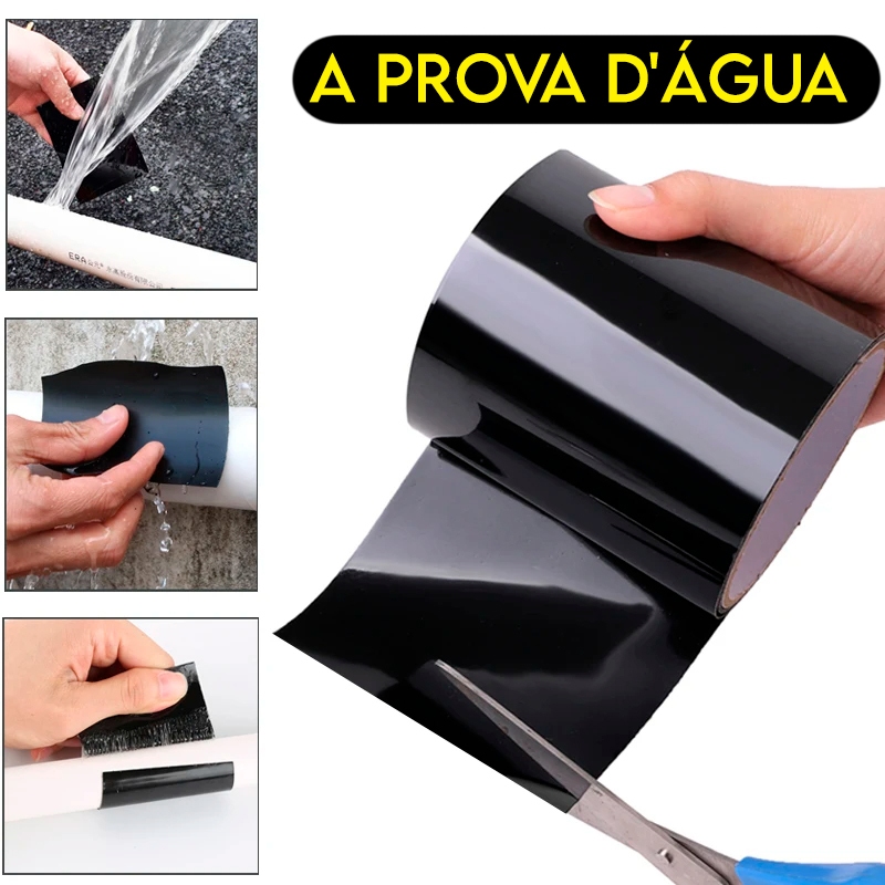 Super Fita Flex Adesiva Tape Preta Cola Tudo Multiuso e Fácil Aplicação 10cm X 150cm