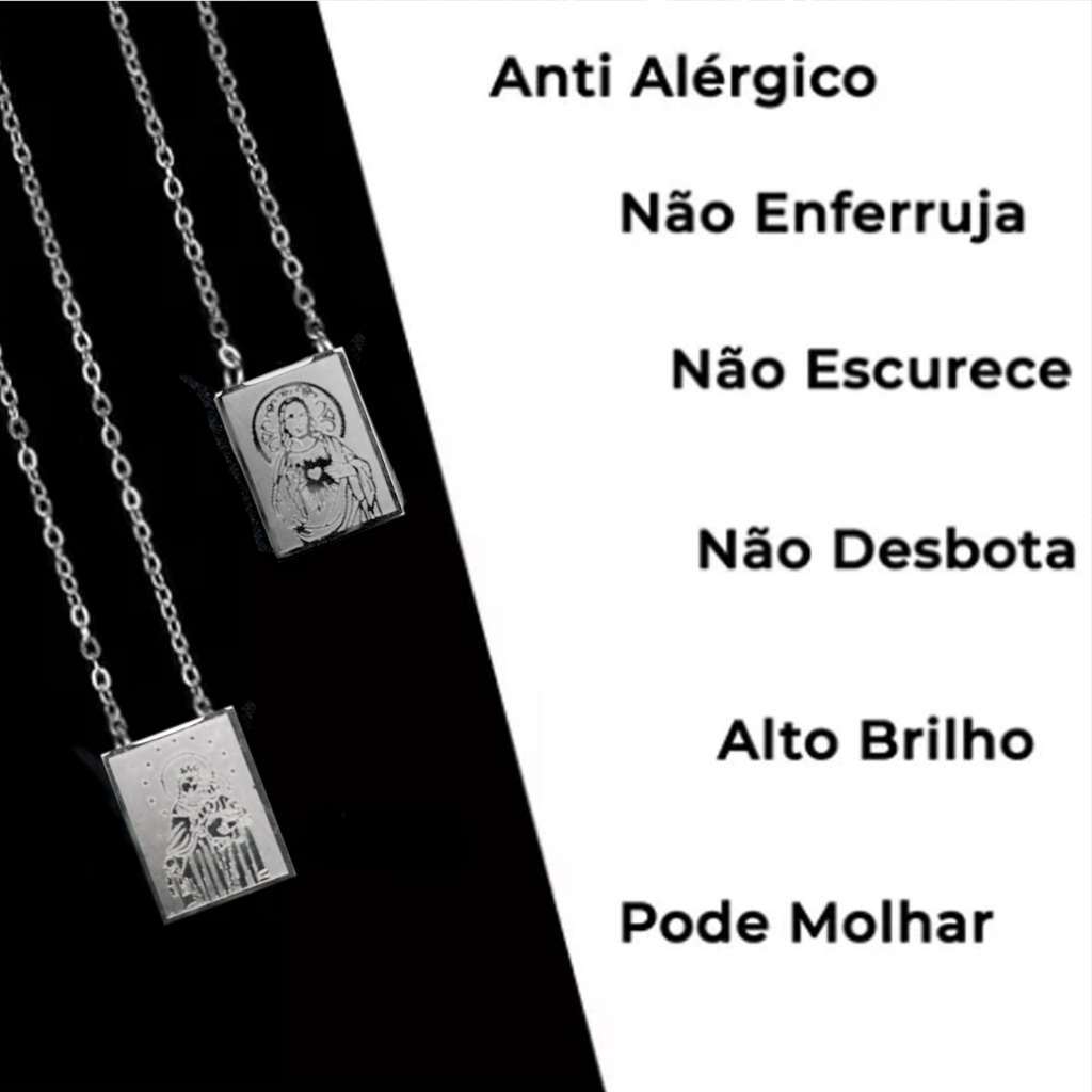 Escapulários Amuletos Aço Inox 316l Prateado