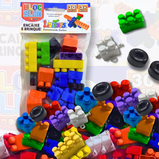 20 Pct de Bloco De Montar 30 Peças Rodinha Brinquedo Didático Educativo Oferta em Oferta na Shopee