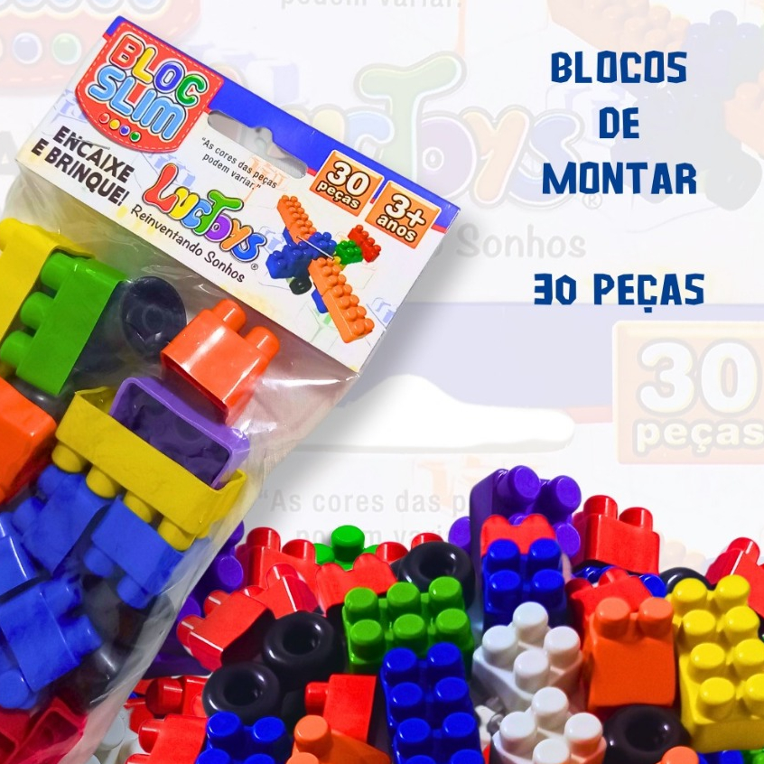 10 Pct de Bloco De Montar 30 Peças Rodinha Brinquedo Didático Educativo Oferta em Oferta na Shopee