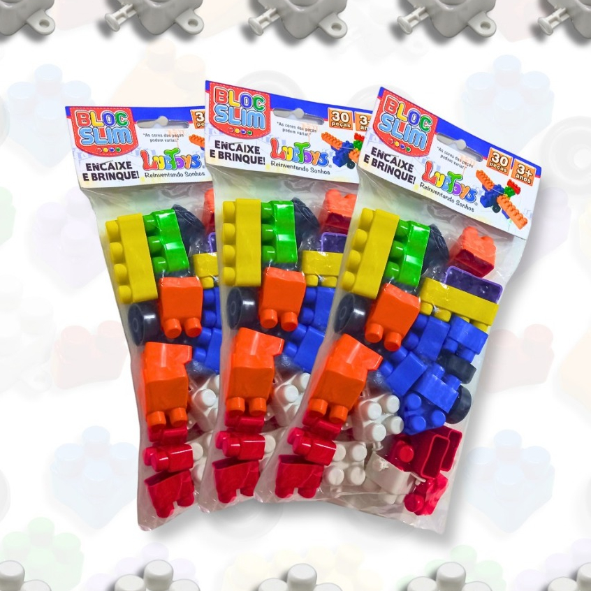 5 Pct de Bloco De Montar 30 Peças Rodinha Brinquedo Didático Educativo Oferta em Oferta na Shopee