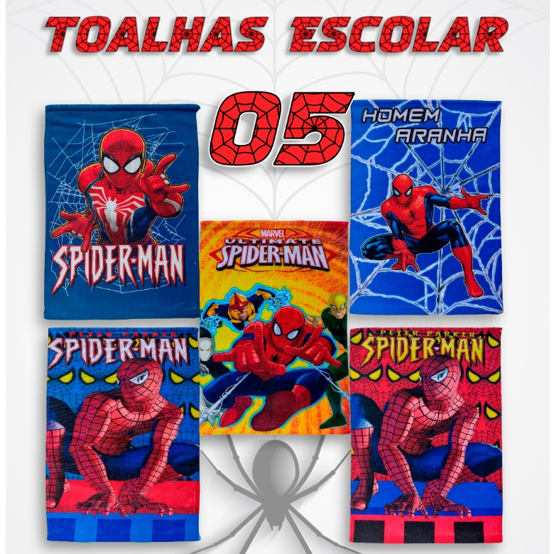 5 Toalhas de Rosto e Mão Escolar Homem Aranha Spider Man Vários Modelos Infantil Menino em Oferta na Shopee