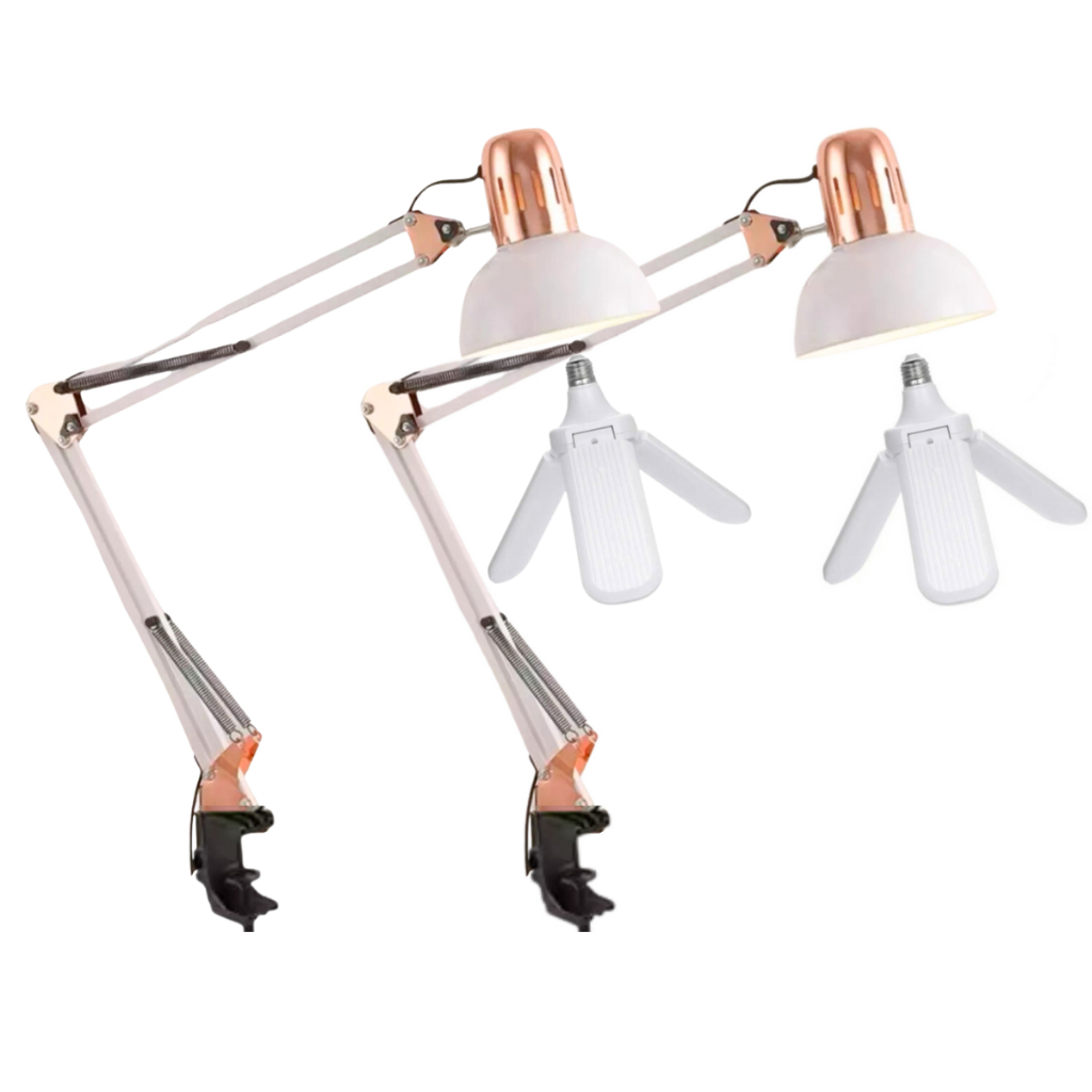 Luminárias Pixar Cromada Artigulada + Lampada Pétala 45w Super Branca Manicure em Oferta na Shopee