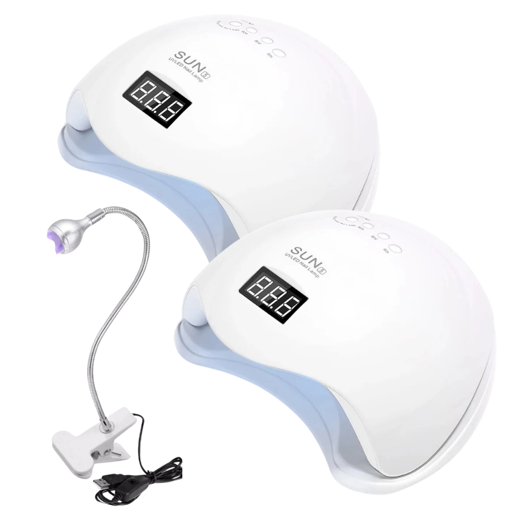 Kit 2 Cabines Sun 5 + Luminária Lanterna Clip Led Uv Secagem Unha Gel