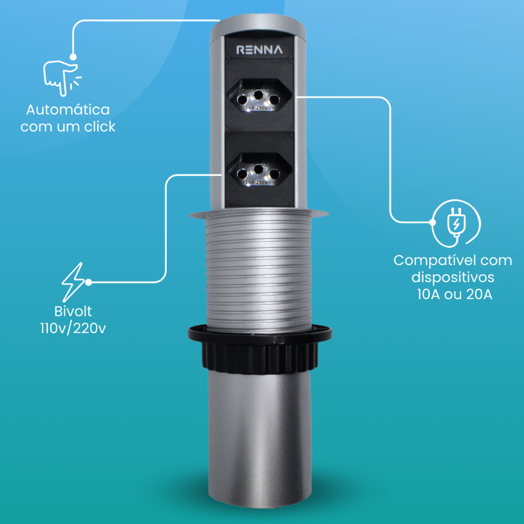 Torre de Tomada 20 Amperes Automática para Cozinha Bancada em Oferta na Shopee