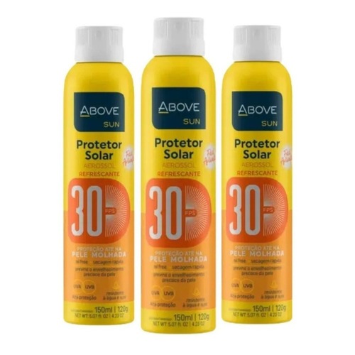 Kit com 3 Filtro Solar Protetor Fps Fator 30 Spray Above 150ml