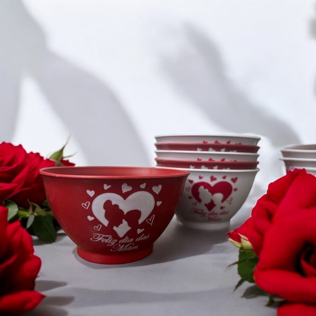 Kit 35 cumbucas bowl plastico dia das maes feliz com colher Sorvete sobremesa tigela 400ml em Oferta na Shopee