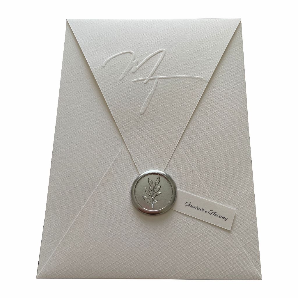 Envelope Branco Telado com Relevo Personalizado + Lacre Padrão