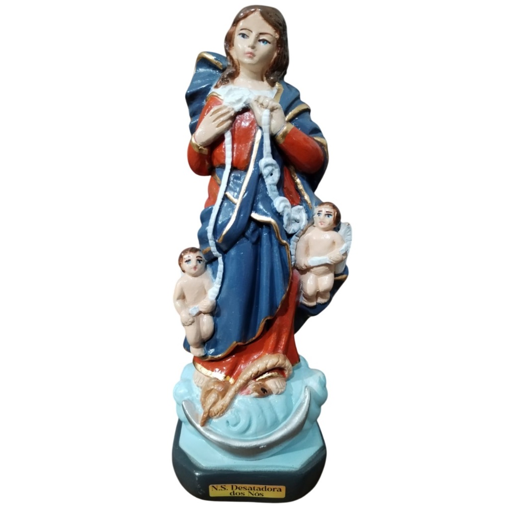 Imagem Sacra Religiosa de Nossa Senhora Desatadora dos Nós - Escultura em Gesso para Missa e Altar