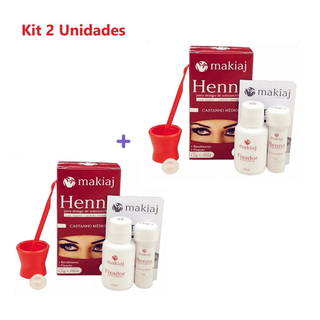 Kit 2 Henna De Sombrancelha 1,5g Henna + 10ml Fixador Makiaj em Oferta na Shopee