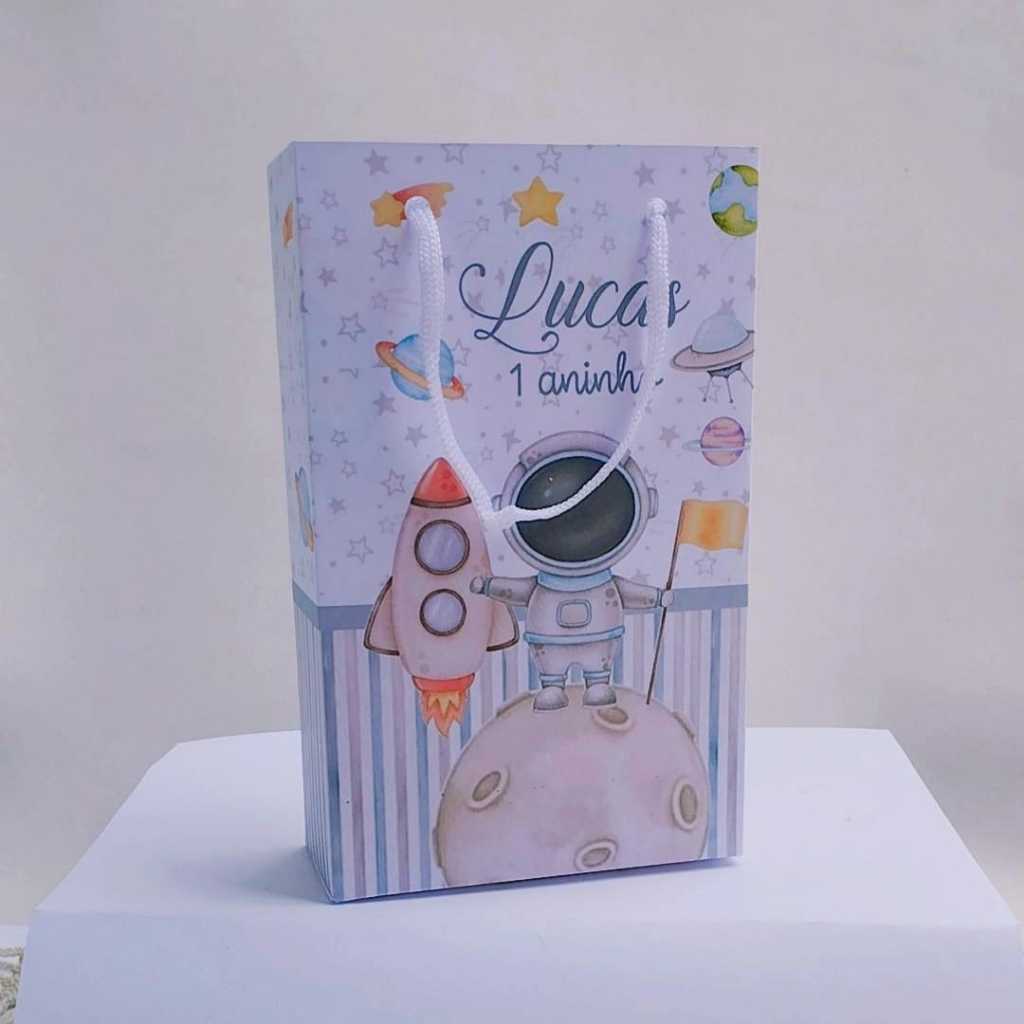 Kit Sacolinha Surpresa Festa Infantil Personalizado ASTRONAUTA Lembrancinhas | Aniversário | PEGUE E MONTE