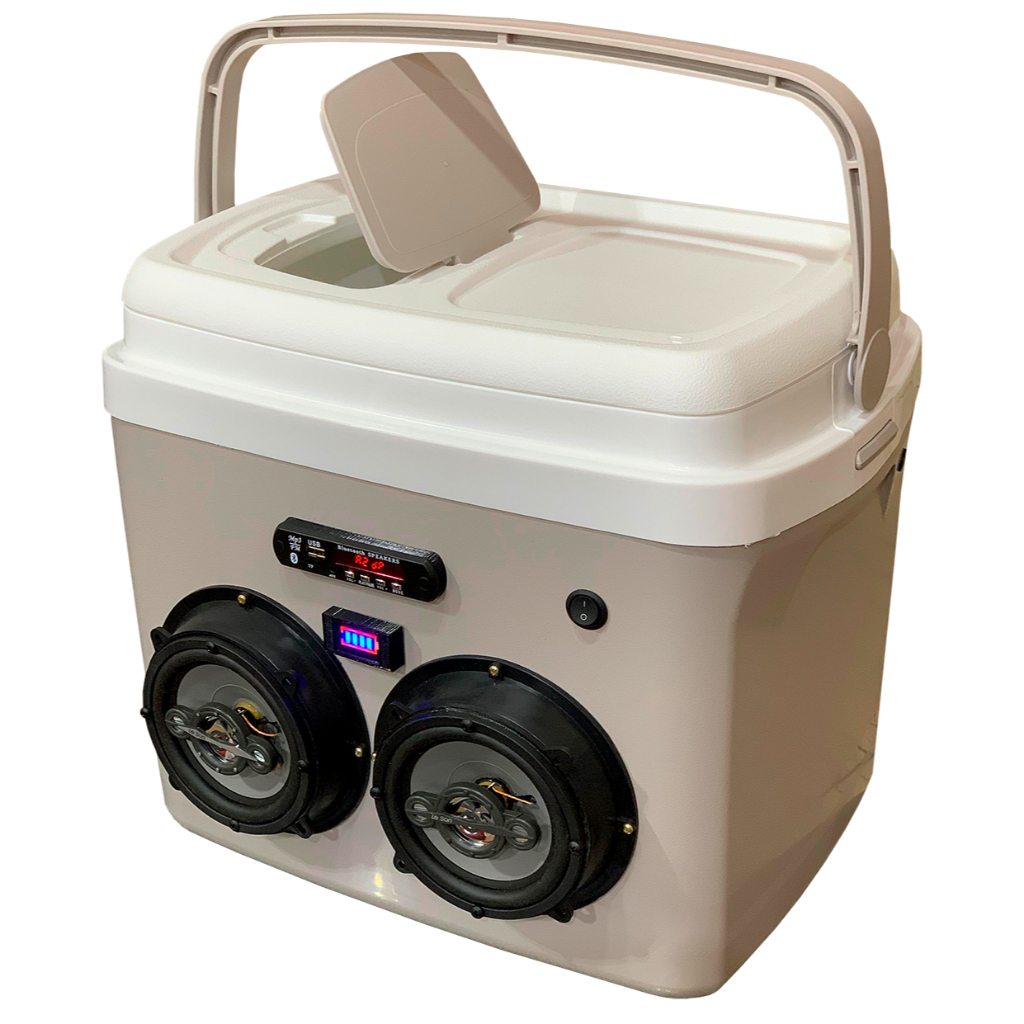 Caixa Termica 32l Cooler Tampa Alça - Bateria Som Bluetooth Usb Fm aux sd Falante 5 Polegadas 100w em Oferta na Shopee