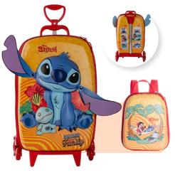 Mochila e Lancheira Infantil Stitch Tropical Kit Escolar Max Toy