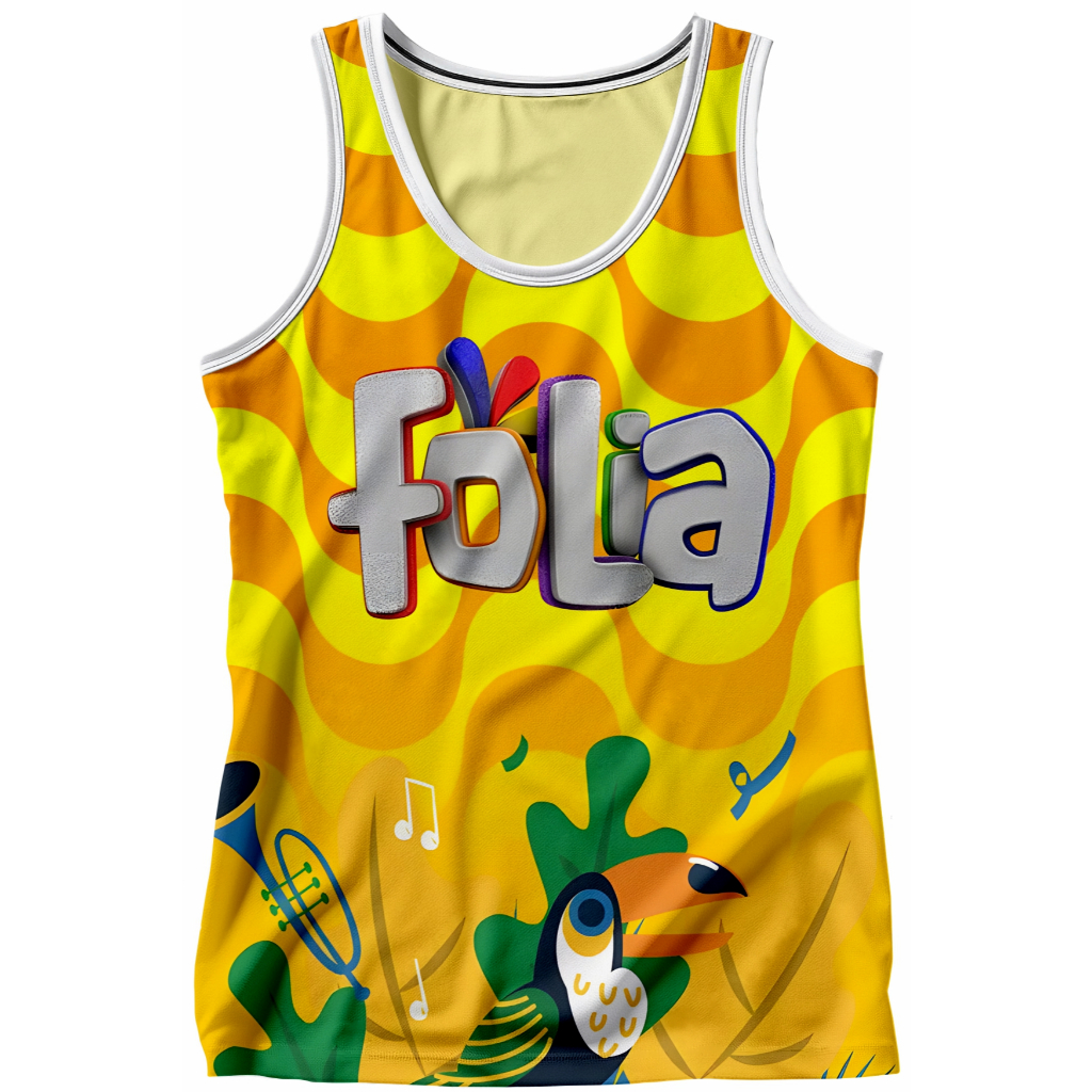 Camisa sem manga Abadá Carnaval Folia Poliéster