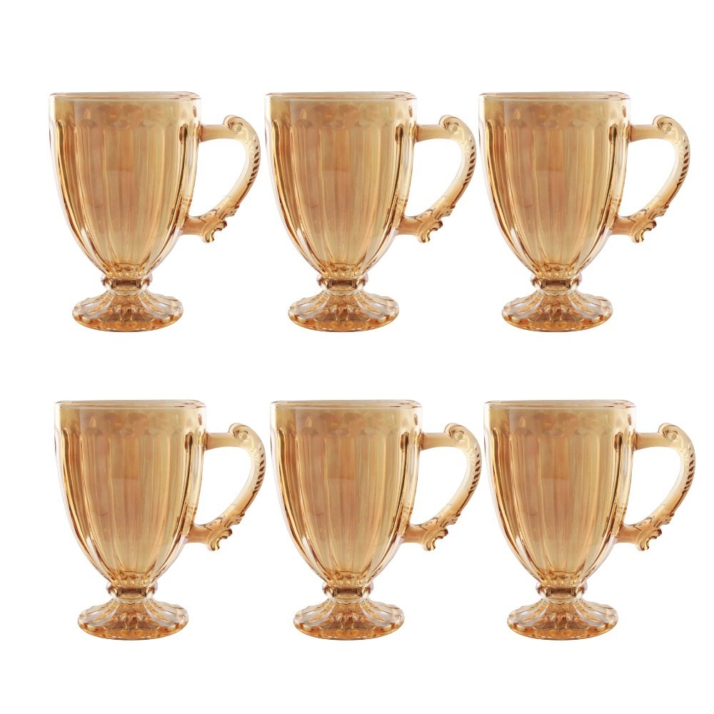 Jogo de Xícaras Caneca Cristal Vidro 190ml Transparente e Âmbar Para Capuccino Chá Café em Oferta na Shopee