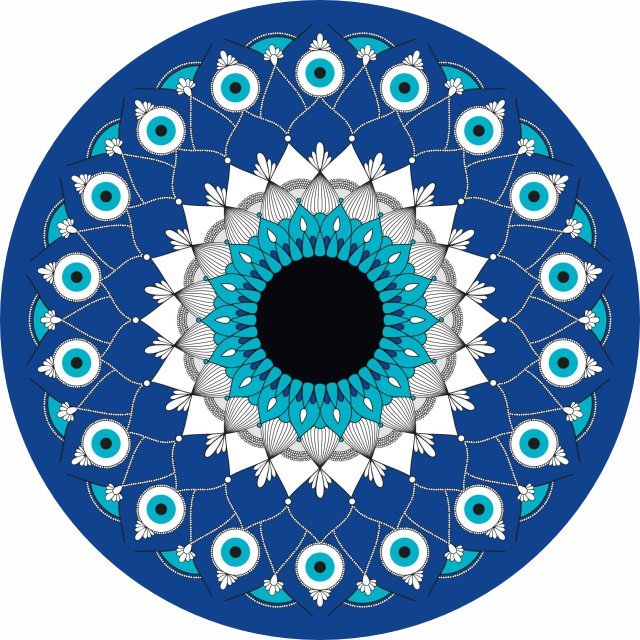 Mandala Olho Grego Azul 26cm - Mandala MDF - Ideia Laser