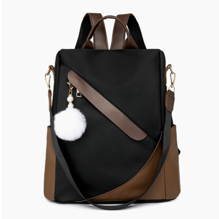 Mochila Bolsa Feminina Alça Lateral Ajustável Antifurto Impermeável Bicolor