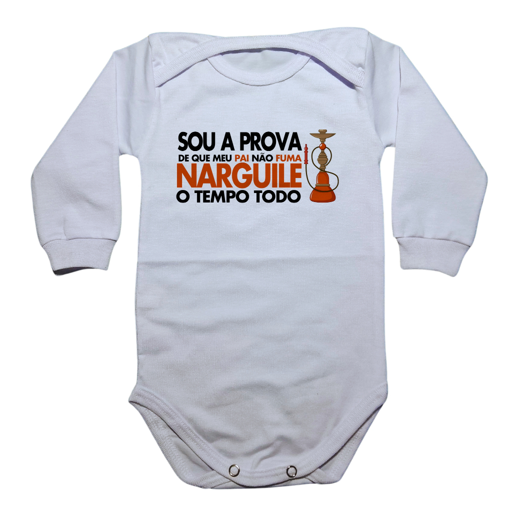 Body infantil Manga longa bebê criança Roupinha Frio Sou a prova que meu pai não Fuma Narguilé o Tempo todo