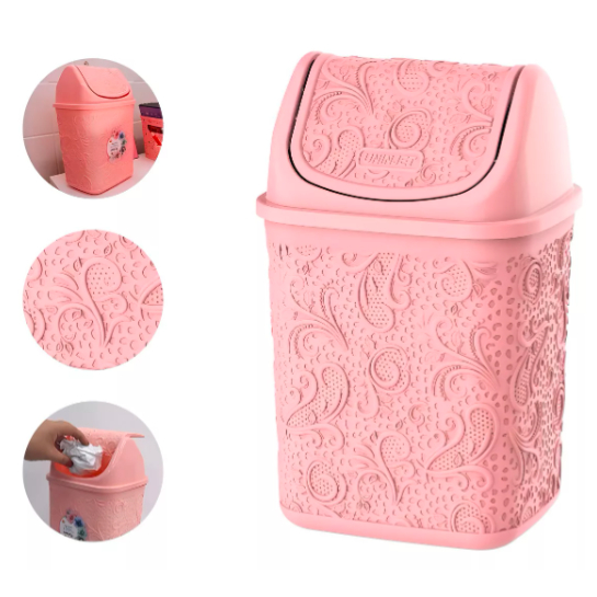 Cesto De Pia Basculante Renda Floral Rosa 4,5l em Oferta na Shopee
