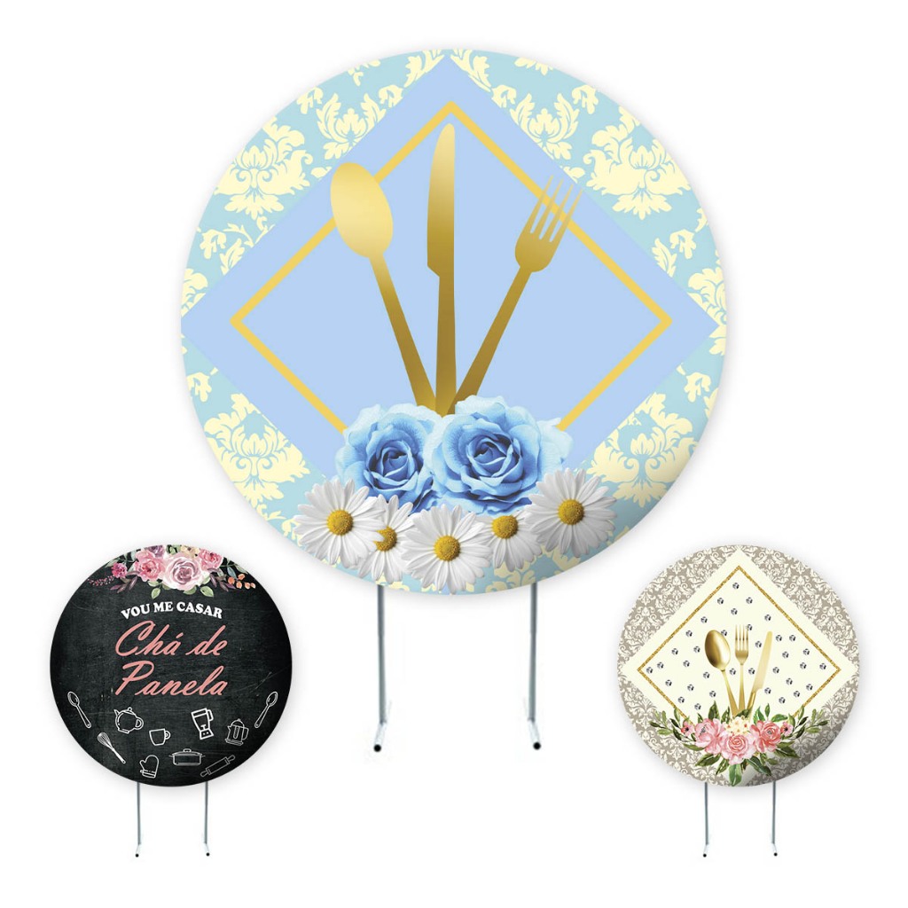 Painel de Festa Chá de Panela, Casamento, Painel Redondo, Painel de Festa Redondo, Sublimado em Oferta na Shopee