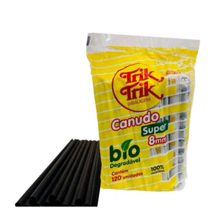 CANUDO SUPER 8MM PRETO BIODEGRADÁVEL C/120 em Oferta na Shopee
