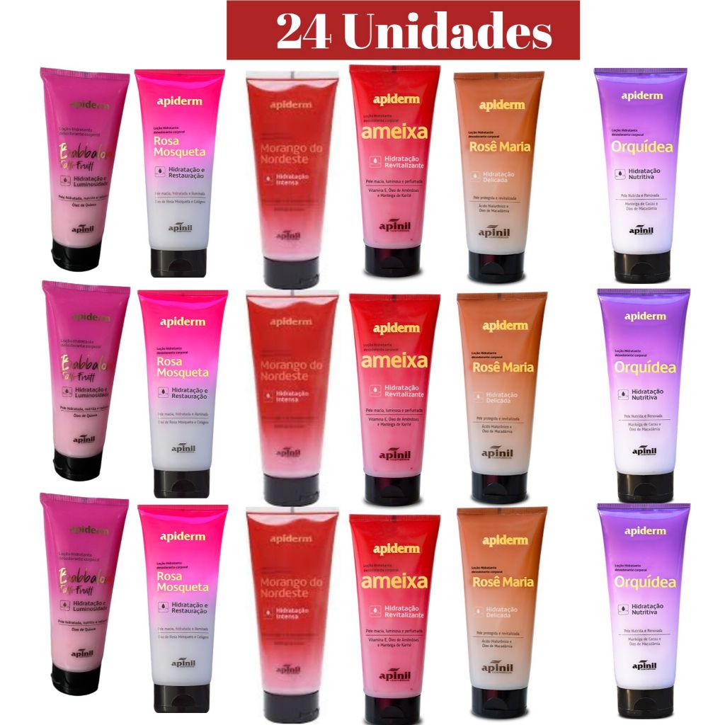 KIT 24 UNIDADES LOÇÃO HIDRATANTE CORPORAL APIDERM APINIL