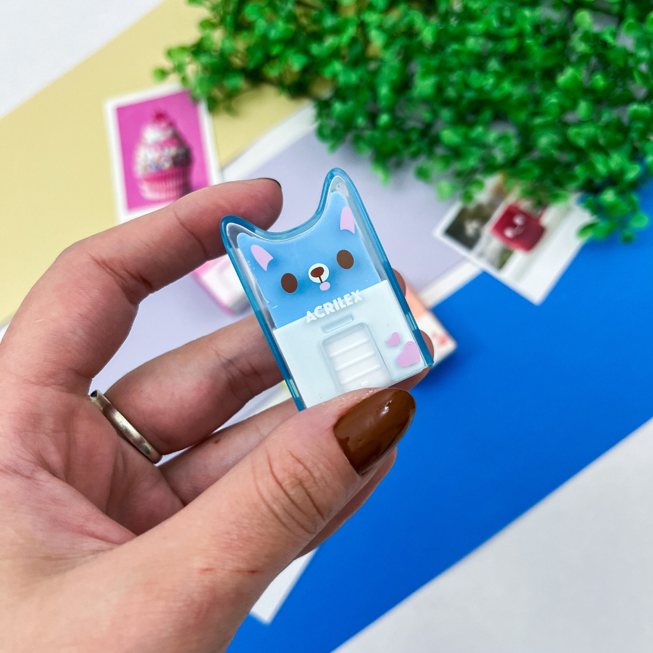 Borracha Decorada em Formato de Gatinhos (azul, amarelo, laranja e rosa) - Acrilex